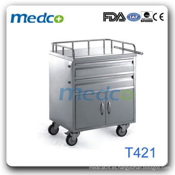 ¡Caliente! Carro médico de acero inoxidable T421